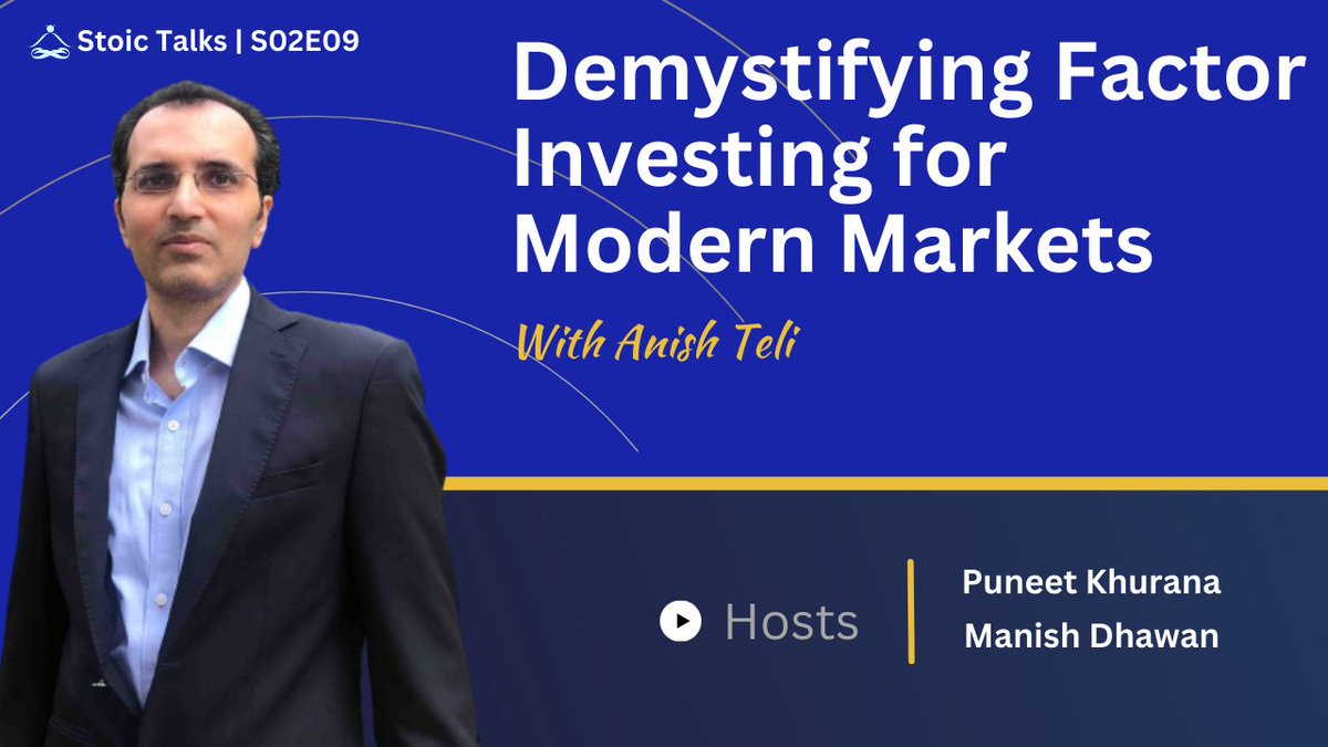 StoicTalks's tweet photo. 🚀 Launch Alert!

🎧 "Demystifying Factor Investing for Modern Markets" with @anishteli  is out now!

Join us as we delve into the intricacies of factor investing with a market wizard. Gain unparalleled insights and learn strategies that are shaping today's investment landscape. Tune in for a transformative journey! 🌟

@PuneetK009 @MysticWealth11 @dspmf 

Blog: https://t.co/9eTSCElAM6
YouTube: https://t.co/fZSGfXxU6t

#StoicTalks