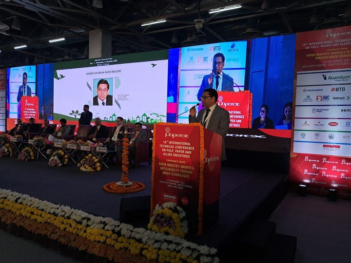 ipma_india's tweet photo. Promotion of social/ agro forestry is crucial for Paper Industry's growth in India - Mr Pawan Agarwal, President IPMA speaking at the inaugural of Paperex 2023.
#PaperIndustry #IPMA #Paperex https://t.co/W3WD4bNtak