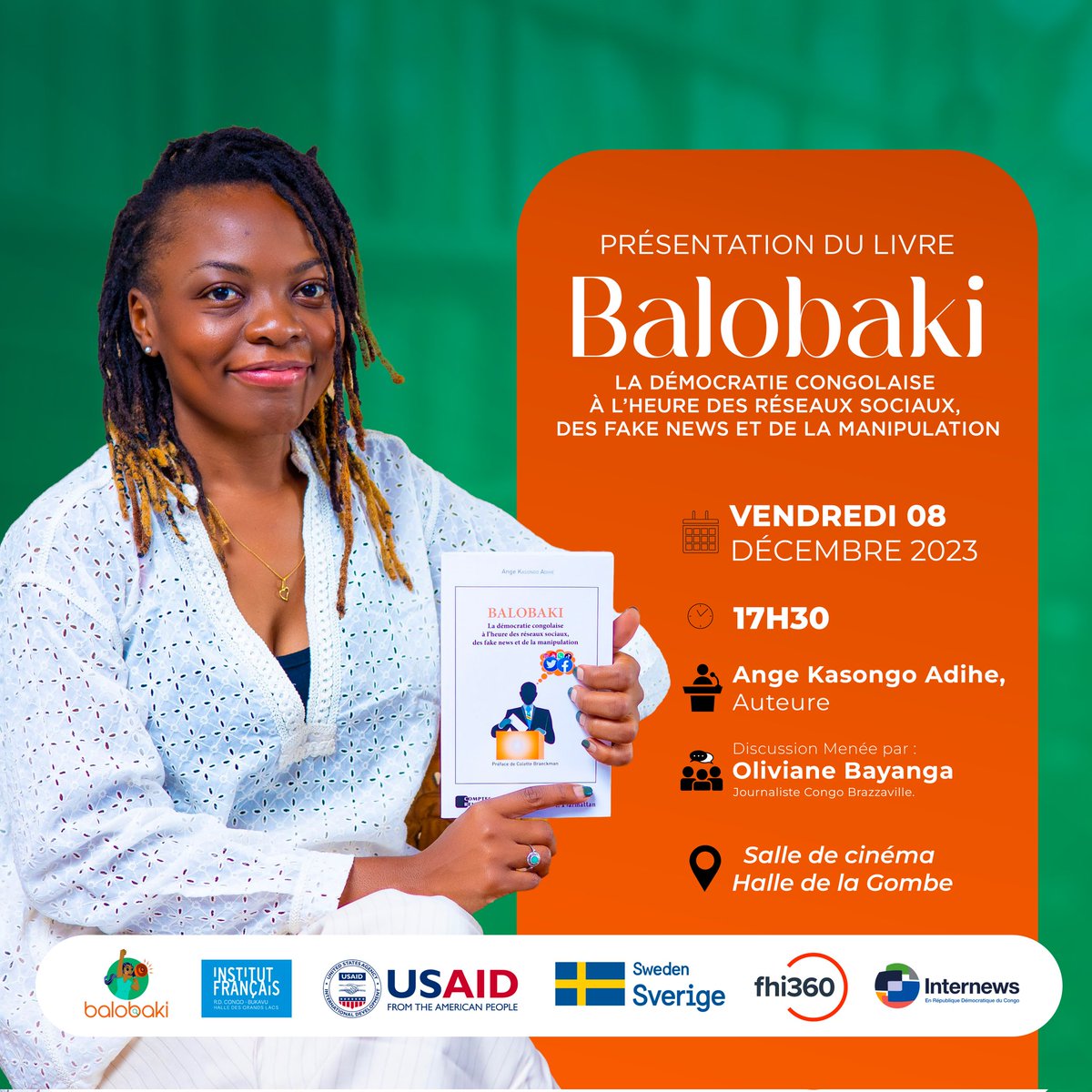 Ange_kason's tweet photo. #BookLunch ce vendredi autour du livre : #Balobaki La démocratie congolaise à l’heure des réseaux sociaux, des fake news et de la manipulation. https://t.co/THLWLB6Yvg