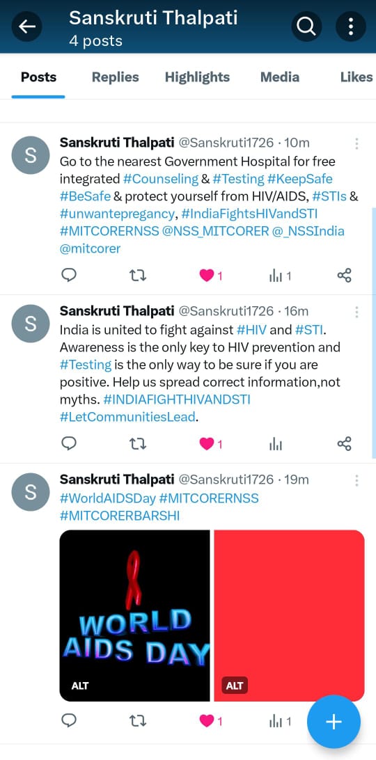 NSS_MITCORER's tweet photo. Tweets on #WorldAIDSDay2023 by Volunteers. Spreading Awareness, Spreading Happiness https://t.co/n5Ap4zg2yN