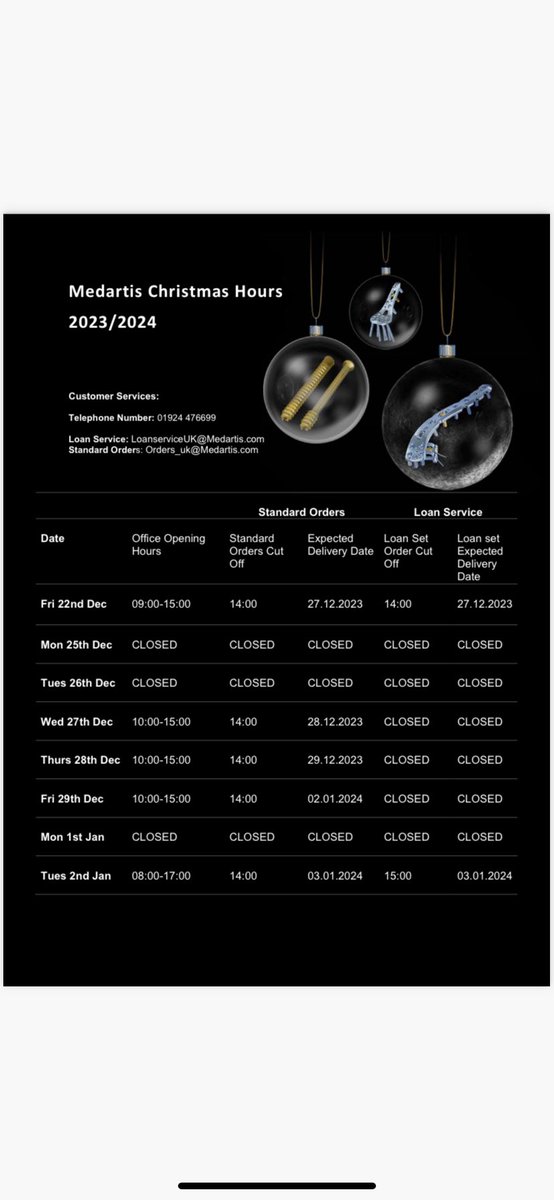 Planning for Christmas? 🎅 get in touch to book, don’t miss out! 
#Medartis 
#Innovation