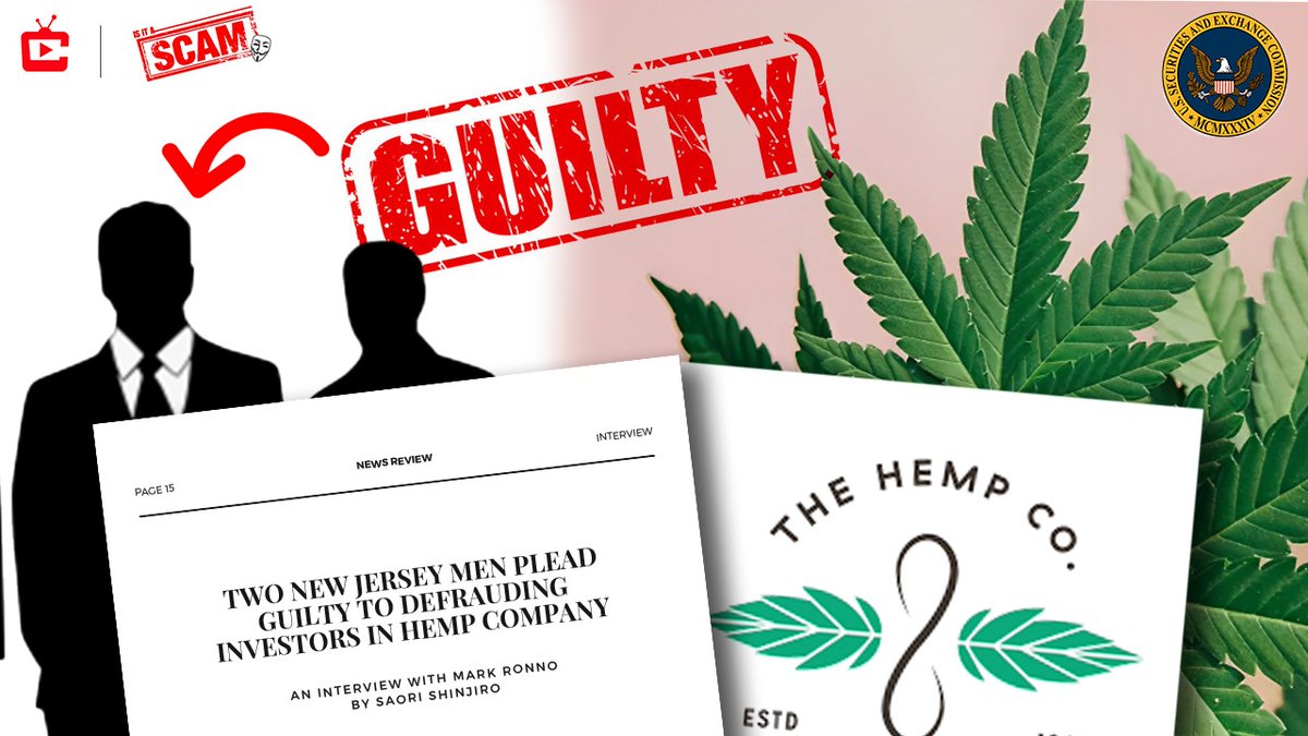ComplaintBoxTV's tweet image. SEC Charges Two New Jersey Men with Defrauding Investors in Hemp Company; Both Plead Guilty to Securities Fraud

#SECFraud #InvestorFraud #HempCompanyScam #newjerseyscheme #guiltypleasure #financialdeceit #securitiesfraud #legalnews #fraudalert #investmentscam