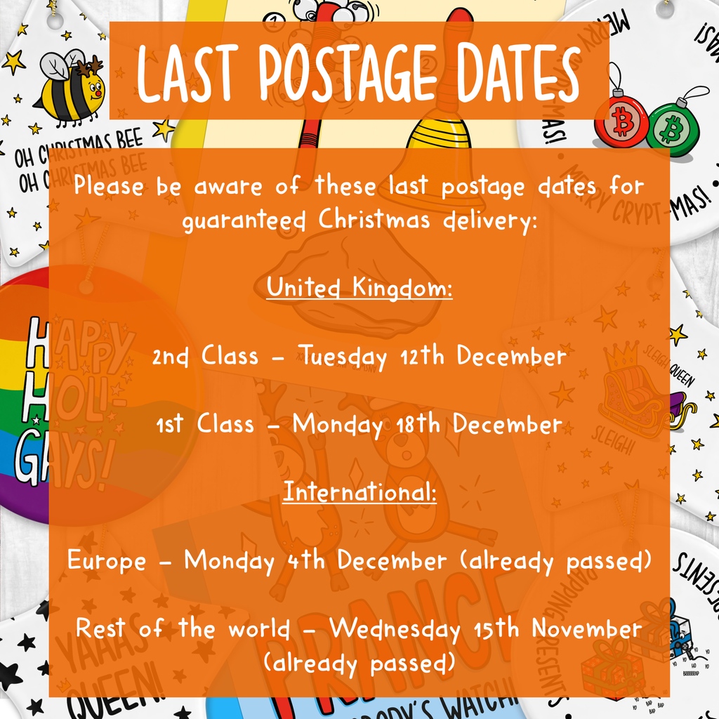 ✨ NOTICE ✨⁠
⁠
These are my last postage dates for guaranteed Christmas delivery 🧡
⁠
#teepeecreations #royalmail #christmas #shopsmall #christmasshopping #christmasgiftideas #post #packingorders