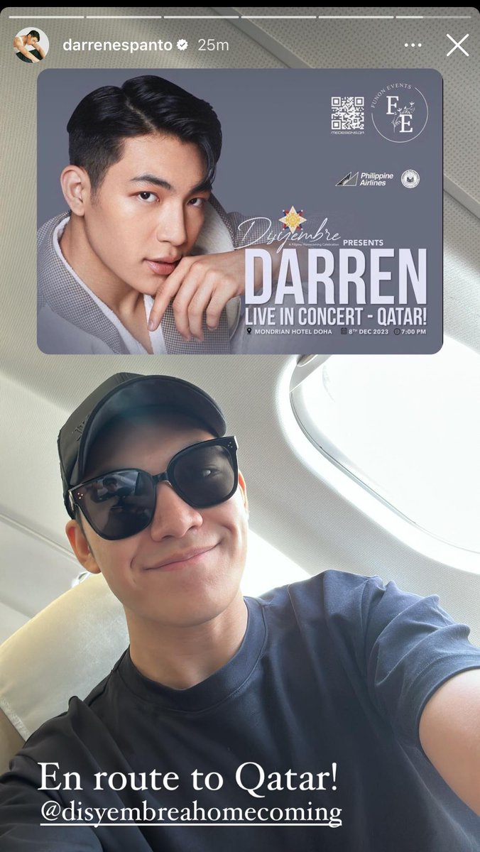 TheDarrenatics2's tweet photo. We're excited for all our Kababayans in Qatar. Darren is now heading to Doha for Disyembre: A Homecoming—DARREN LIVE IN CONCERT QATAR happening this December 8 at 7:00 pm at the Mondrian Hotel! You can buy your tickets at the following ticket outlets or at the link below!

🎫 https://t.co/ObsaDeiPOn
📞+974 3065 3581
📧 info@medesigns.qa
 
Disyembre Ticket outlets:
1. Filipino Hotpack
2. Daily Drip Cafe & Desserts
3. The Empanada House
4. AJ1 Online Shop
5. DressApp Doha & Co
6. CFX
7. La Paz Batchoy (Al Sadd)
8. Maharlika Park Restaurant
9. Degada

📸 Darren's IG Story
#DARREN @Espanto2001