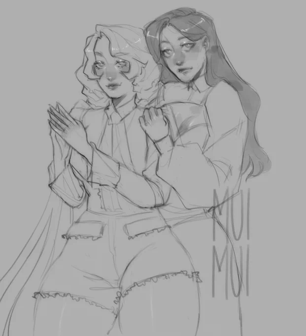 Sketch c0mm for #discountghosts and they look so cute together :3 #vtuber #muiillust 