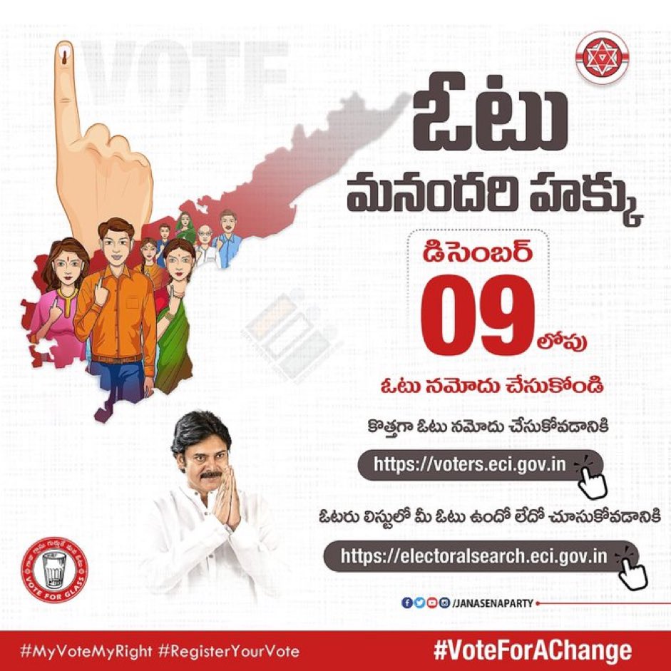 TeluguIndiaUS's tweet photo. జీవితంలో ఒక్కసారి ఓటు వేయని వాడు మగాడే కాదు!
#RegisterVote https://t.co/Jh06tGg7Zg