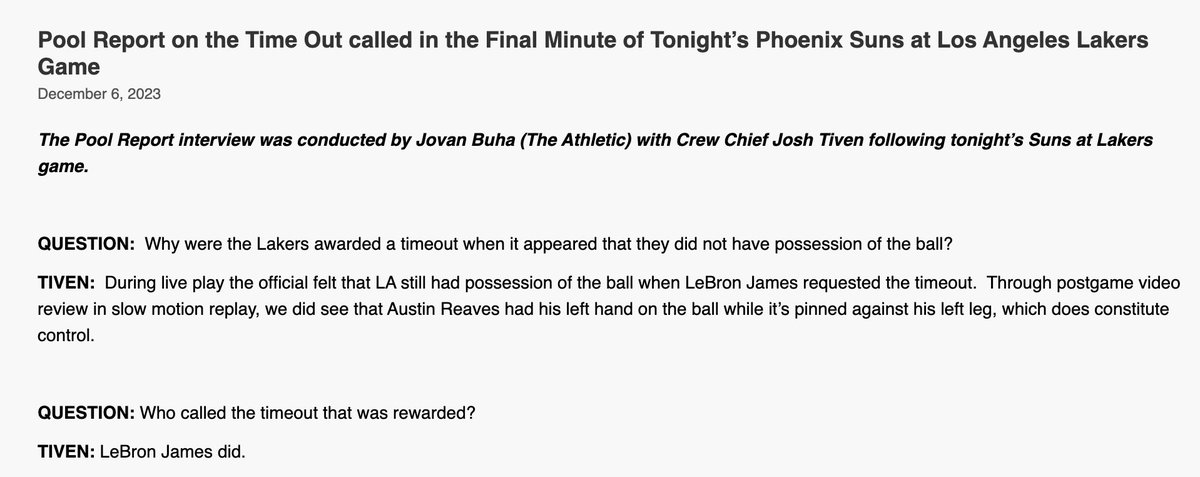 LakersNation's tweet photo. Here's what the officials said after the game about the #Lakers timeout call: https://t.co/T0o1N6Y8L8
