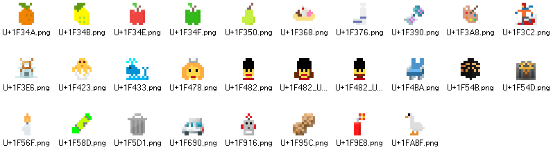 _xexxa_'s tweet photo. SerenityOS emoji update (November 2023):
» 6 emoji added (6 by TreuKS)
» 22 improved emoji, mostly consistency in colours and added shadows (22 by me)
» Personal side project: "Tiny Emoji" (a mix of our font Tiny with the colours of our emoji). WIP: https://t.co/Ry7Dyf9eVB https://t.co/agr3i2t74J