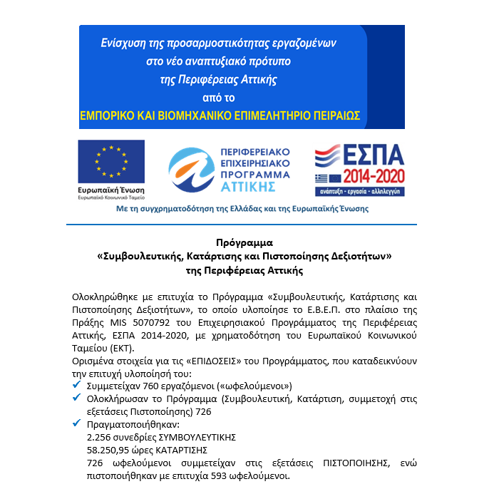 Πρόγραμμα «Συμβουλευτικής, Κατάρτισης και Πιστοποίησης Δεξιοτήτων» της Περιφέρειας Αττικής