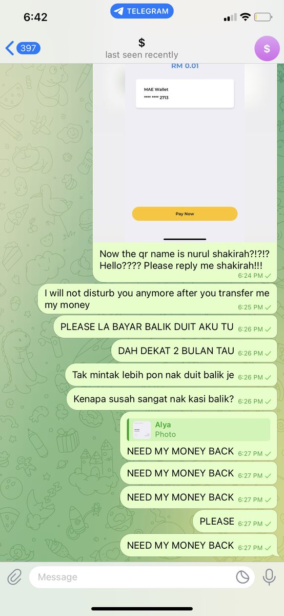 Till now She still tak reply yee. I think i kena redho and terima kenyataan yang i takkan dapat duit i balik. #pasarscammer @PasarScammer @pasarexpose #pasarbl