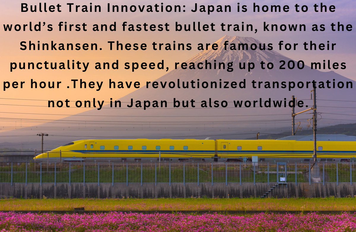 RoamMystique's tweet photo. 🚄 Speeding through innovation! Japan's Shinkansen, or 'Bullet Train,' reaches speeds of up to 200 mph, revolutionizing travel. 🌐🇯🇵 Hop aboard the journey of progress! #BulletTrainMarvel #RoamMystique #InnovationExpress #BulletTrainMarvel #JapaneseTech #TravelRevolution https://t.co/pfKeAO8eqc