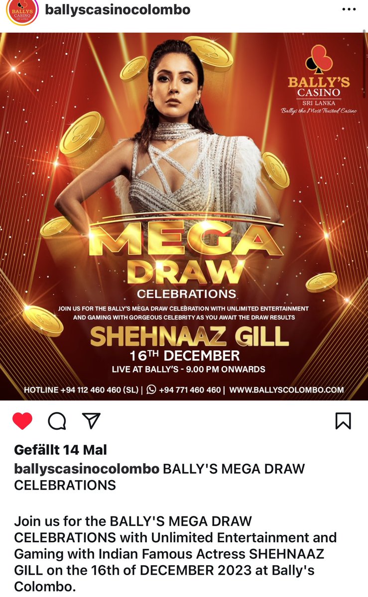 RavinderHira3's tweet photo. Baby going to Colombo Shri Lanka
BALLY'S MEGA DRAW CELEBRATION WITH SHEHNAAZ
♥️💃♥️🕺♥️
https://t.co/zed4OHaUBu
@ishehnaaz_gill
#SHEHNAAZGILL #ShehnaazColomboDiary
#ShehnaazGallery
#ballyscolombo #BallysSrilanka #ballysmegadraw #MegaDraw #VisitSrilanka https://t.co/3fXrO5CzLY
