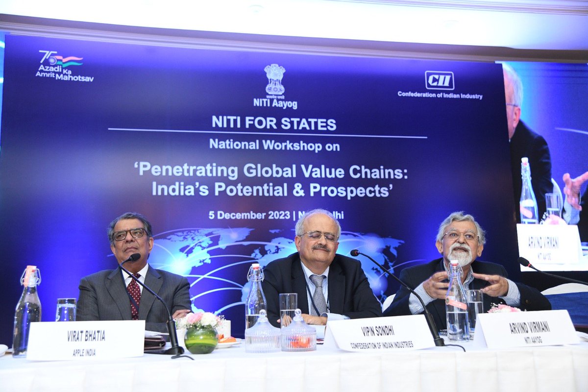 #Karnataka participated at @NITIAayog's workshop on #GlobalValueChains in #NewDelhi, on 5th December. Our state's growing potential in manufacturing, especially in the electronics sector, is key to India's global economic aspirations. Stay tuned for insights and learning from the