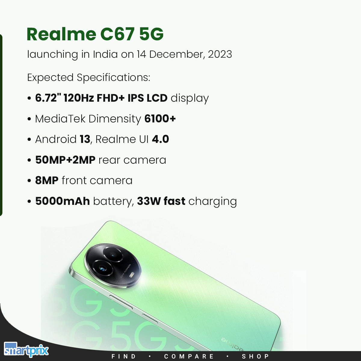Smartprix on X: Realme C67 will be the brand's first C-series 5G phone!  But are Realme 11x, Narzo 60x, and Realme C67 secret siblings? #Realme  #RealmeC67  / X