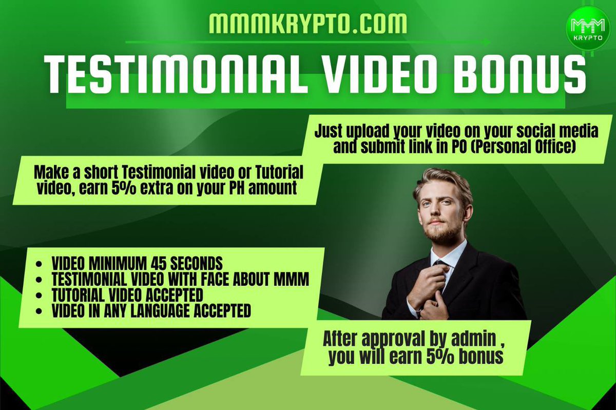 mmmkrypto's tweet photo. TESTIMONIAL BONUS
#mmmkrypto #мммкрипто #MMMISBACK https://t.co/yRB7kRP98f