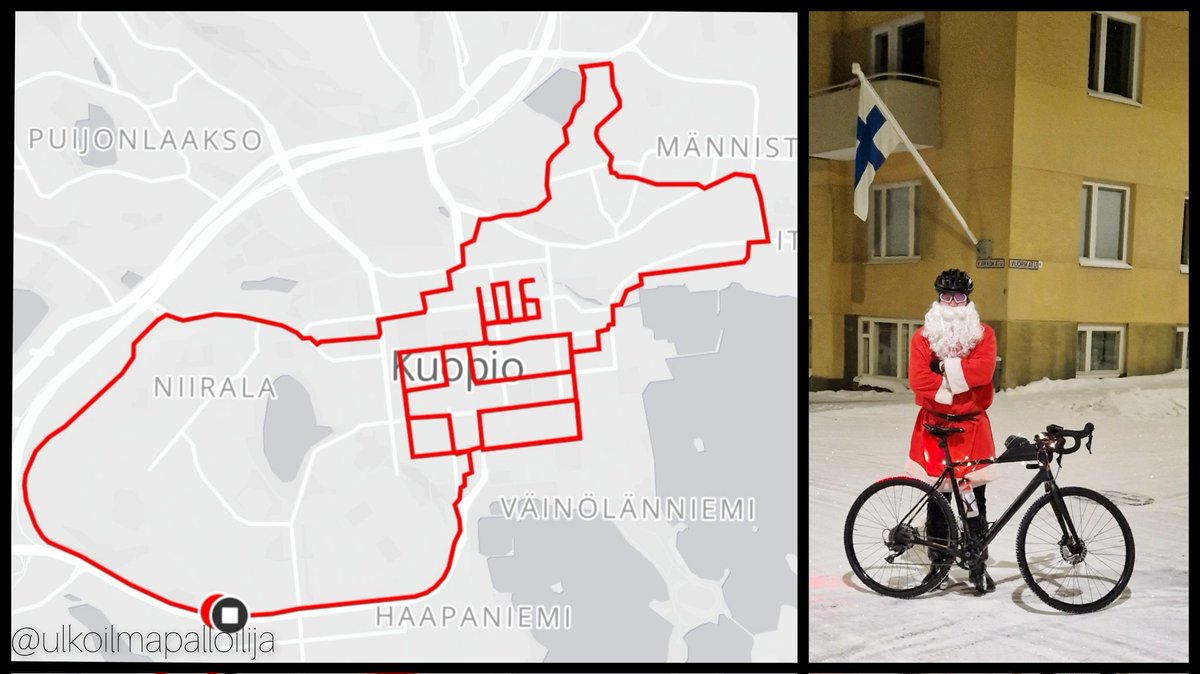 Pukki onnittelee 106-vuotiasta Suomea! 🇫🇮
Tour de Suomi 1:300 -ajo perinteisin menoin. 🚲
Hyvää itsenäisyyspäivää! 
#itsenäisyyspäivä #Suomi
#pyöräily #GPSart #art
<a href="/Kuopio/">pata kukko</a>
@KuopionPolkijat
<a href="/Kuopionkaupunki/">Kuopion kaupunki</a>