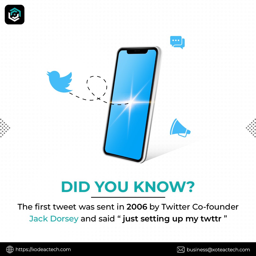 Xodeactech's tweet photo. Did You Know?
#Didyouknow #jackdorsey #firsttweet #technology #business #innovation #Xodeac #Xodeactech https://t.co/etjv2Sbfo8
