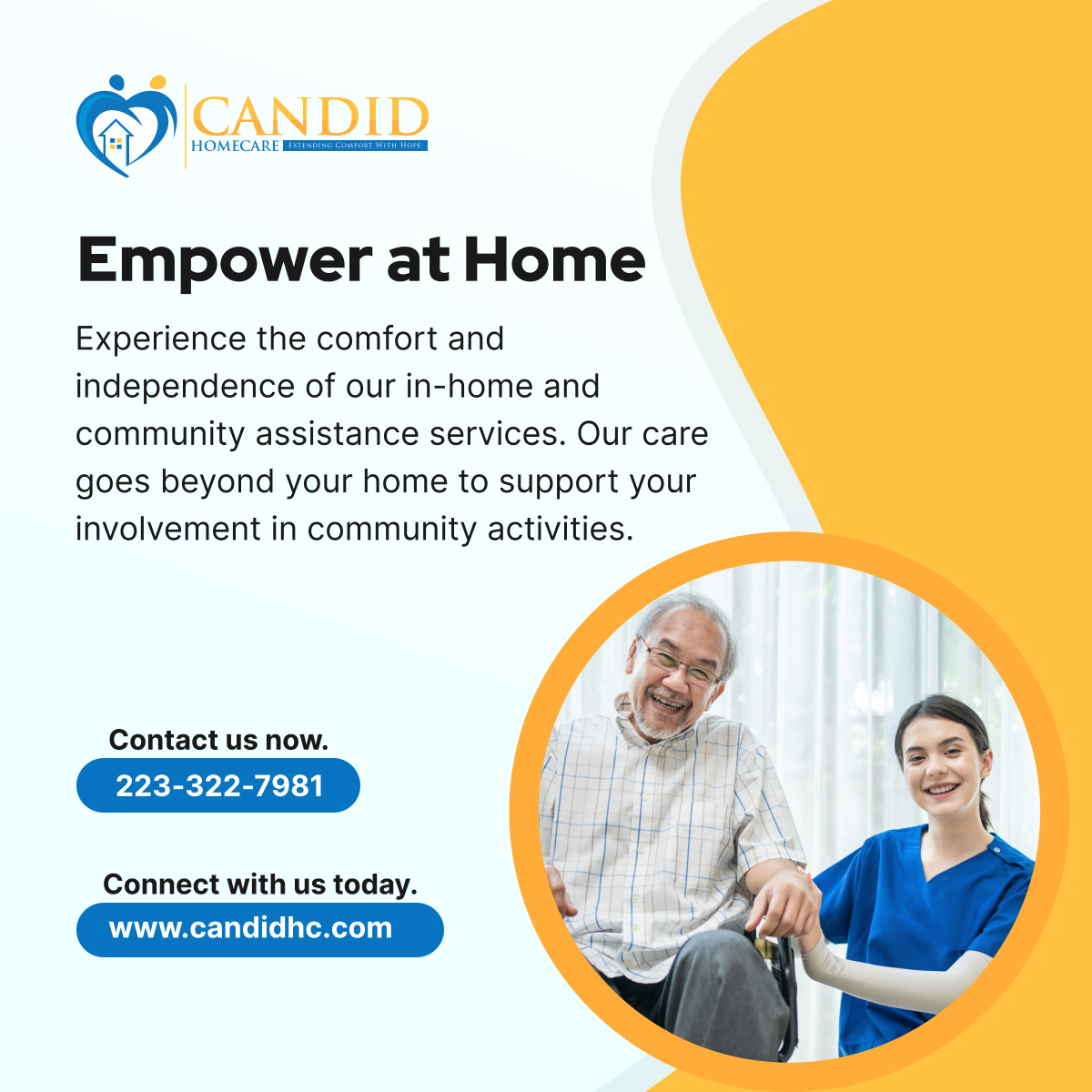 Discover a life of ease and connection with Candid Home Care, Inc.'s in-home and community assistance. We're here to help you thrive in the comfort of your home and stay engaged with your community.

#AssistanceServices #HarrisburgPA #HomeCare