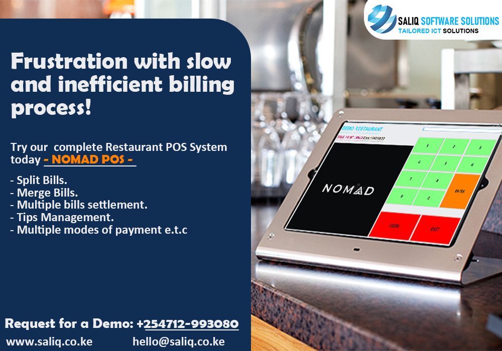 SaliqSoftwares's tweet photo. Upgrade your dining experience with our intuitive POS system. Faster service, happier customers! 🚀🍔 #TechForwardDining #POSAdvantage.
Request for a Demo, Call: +254712-993080 https://t.co/PekHNdpqOn