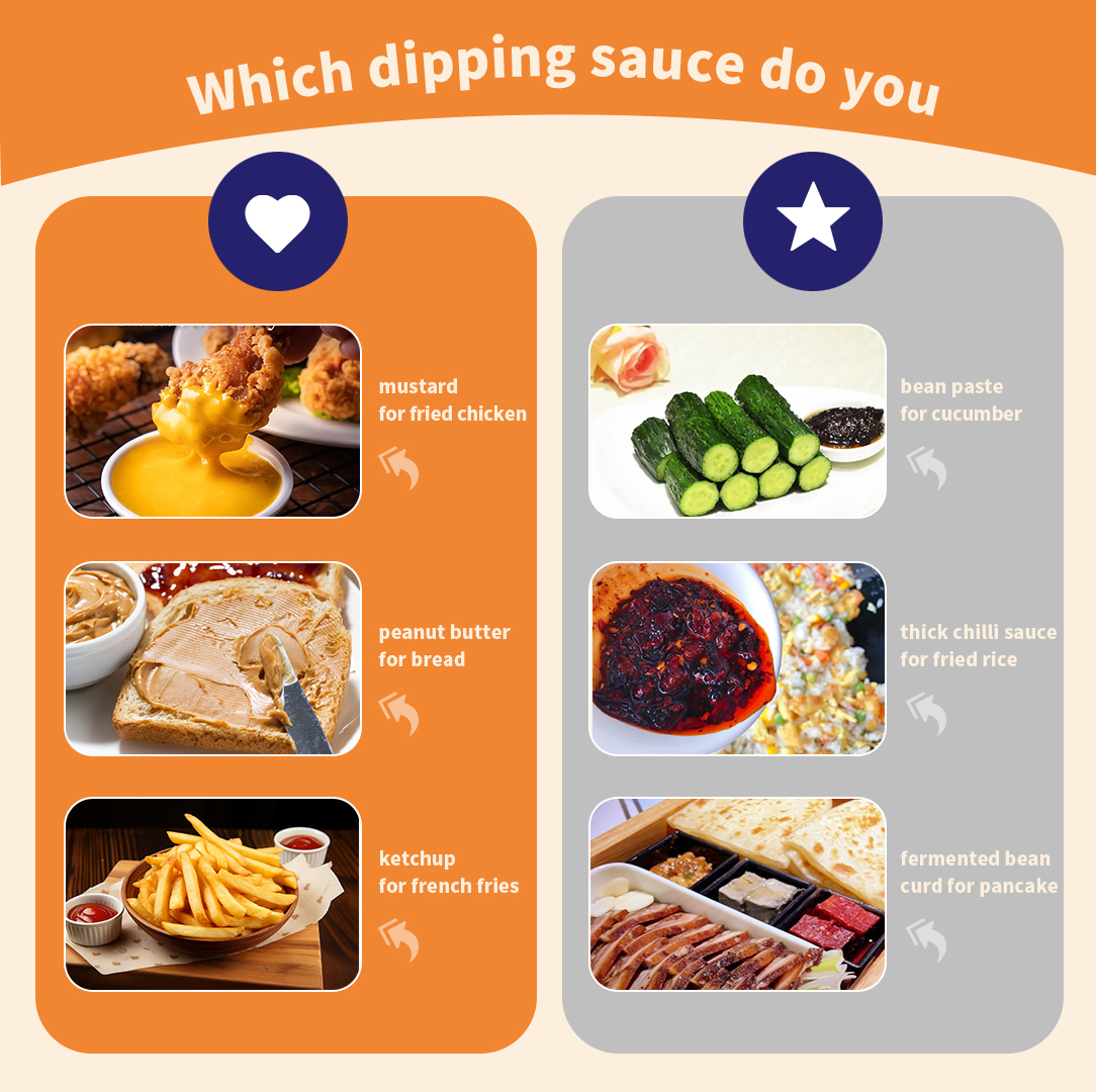 Which dipping sauce do you prefer, western or eastern?
#Dippingsauce #ketchup #老干妈 #peanutbutterjellyAN