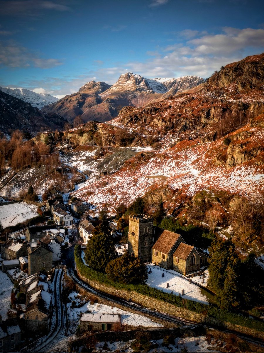 Morning everyone hope you are well. The remnants of the snow in Chapel Stile towards the Langdales. Have a great day. #LakeDistrict <a href="/keswickbootco/">Keswick boot co</a>
