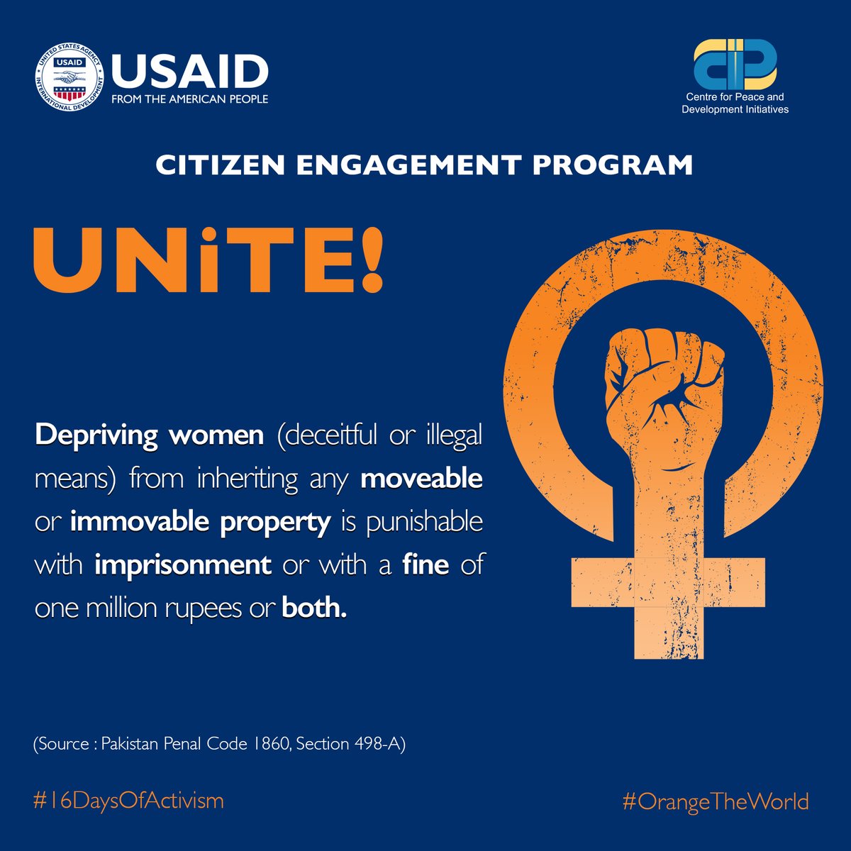 Equal rights, no compromise! Depriving women of inheritance through deceitful or illegal means is punishable by law. Let's unite for justice and equality. ⚖️ #USAID4Impact #Change4Impact #Unite4Impact #Act4Impact #EqualRights #JusticeForAll