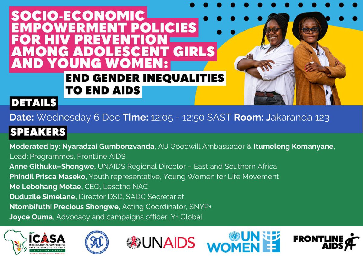 unwomenSA's tweet photo. Happening now 🙌🏾

We are proud to be part of the #ICASA2023 discussions to deliberate strategies on formulating policies that empower young women and end inequalities &amp; HIV. https://t.co/rEFua6I6nb