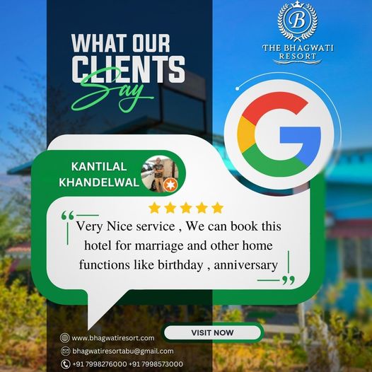 our customers are satisfied with our services.
Thank you, KANTILAL KHANDELWAL..!! 📷

#thebhagwatiresort #bhagwatiresort #LuxuryEvents #UnforgettableMemories #resortinmountabu #banquethallinmountabu #aburoad #mountabu #rajasthan #customer #review #testimonial #ValuableFeedback