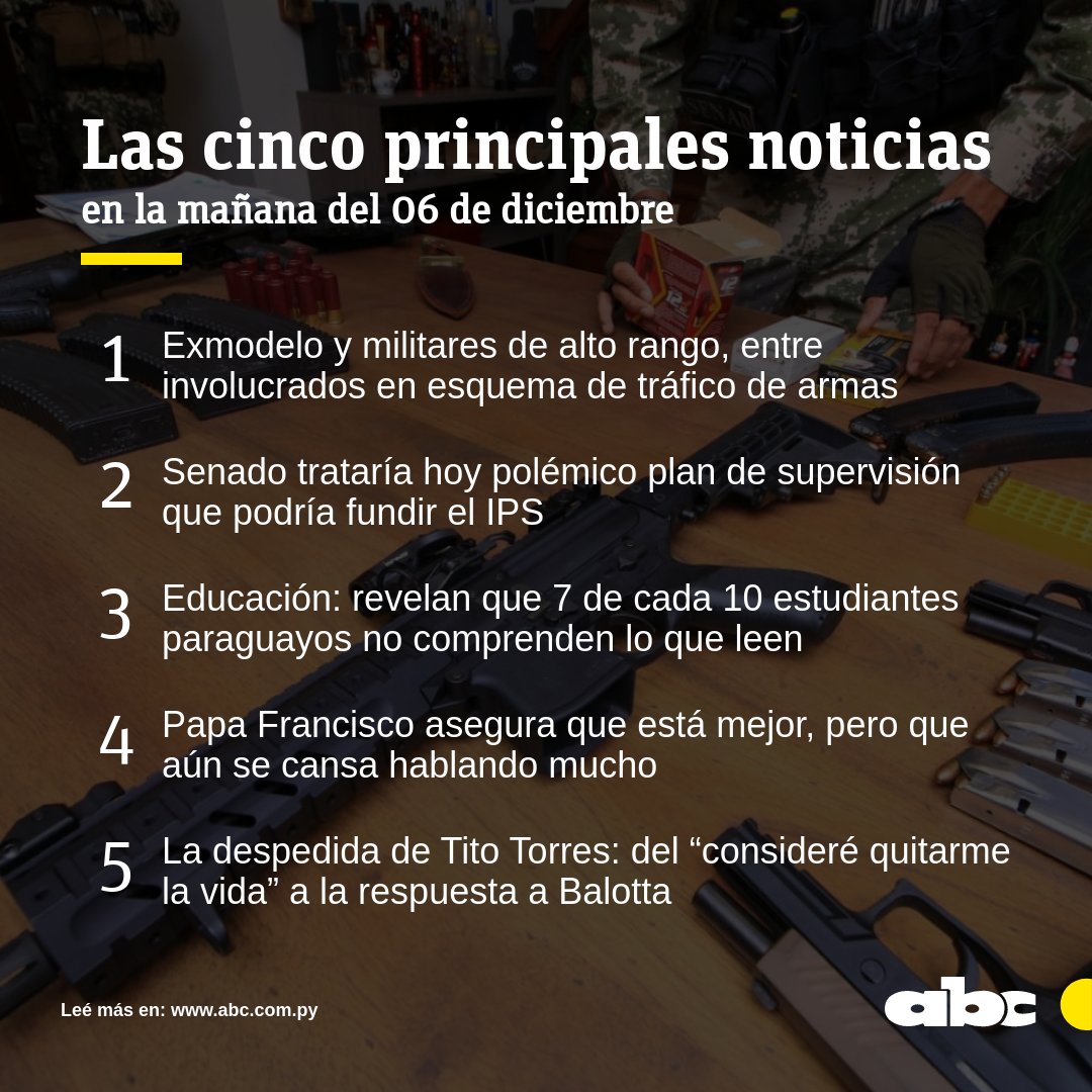 ABCDigital's tweet photo. Estas son las cinco noticias más resaltantes de la jornada.

🔸 Ingresá a https://t.co/X6PS3moeam y enterate de los detalles. https://t.co/Z0Q2ZpRKP9