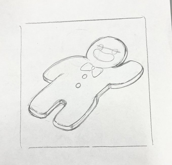 ジンジャーブレッドマン描こうとしたら 事件現場感が強くなったのでボツにした。