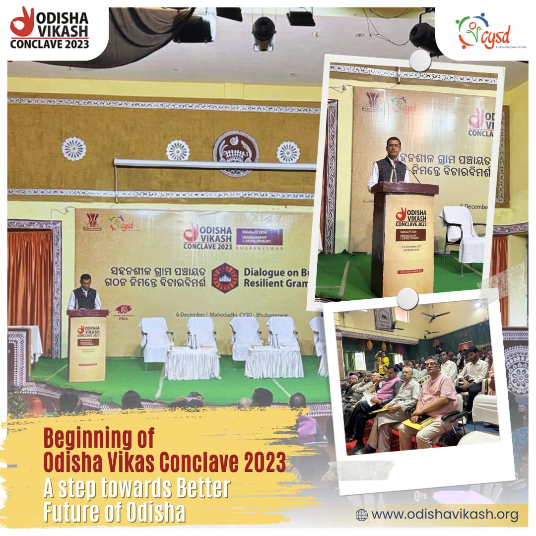 CYSDOdisha's tweet photo. Introducing the 4th edition of the Odisha Vikas Conclave (OVC) 2023 to analyse the challenges faced by Odisha in light of the current demographic transition for the betterment of Odisha. Inaugurated
By Shri @jagada_odisha Ji, Mentor & Co-founders CYSD at #OVC2023 https://t.co/3AeXAoTqtu