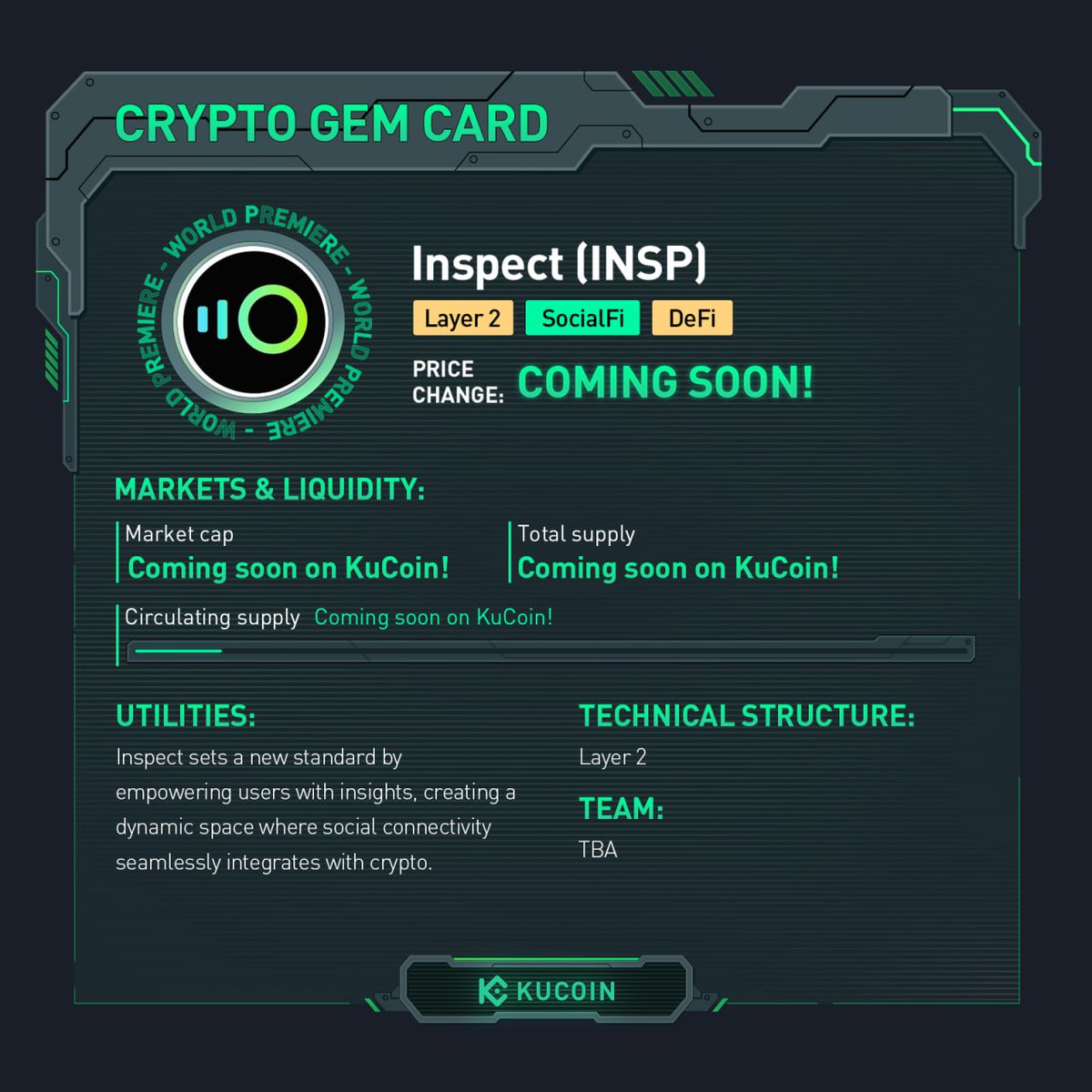 $INSP trading is now live on #KuCoin!

🚀INSP/USDT: trade.kucoin.com/INSP-USDT?utm_… 

Find out more about Inspect in #KuCoinCryptoGem card.

#Layer2 #SocialFi #DeFi