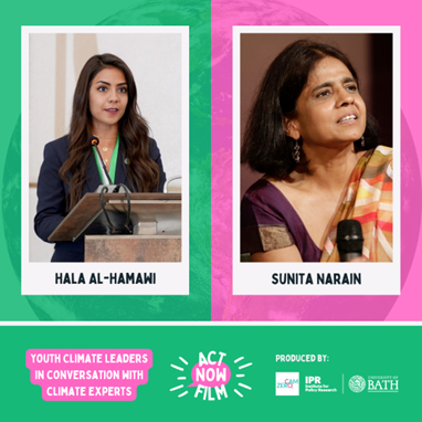Excited to share that I'm part of <a href="/actnowfilm/">ACTNOWFILM</a> with <a href="/sunitanar/">Sunita Narain</a>  premiering at #COP28 🌍 Join us on Dec 8 from 15:00 – 16:30 in the Terra Auditorium in the Green Zone. Let's amplify youth voices in global climate negotiations! 

<a href="/NTUPolitics/">NTU Politics and IR</a> <a href="/UniofBath/">University of Bath</a> <a href="/Cambridge_Uni/">Cambridge University</a> <a href="/UKClimateUnis/">UK Universities Climate Network</a>