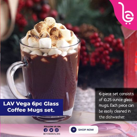 Get this LAV vega 6 piece mug set from beyonddeals.co.ke that has been discounted to Kshs.1095/= as it's best suited for this festive season.
Find it, Love it, Buy it.
#beyonddealske #beyonddeals #BlackFriday #blackfriday2023 #LAVvega #mug #glass #offers