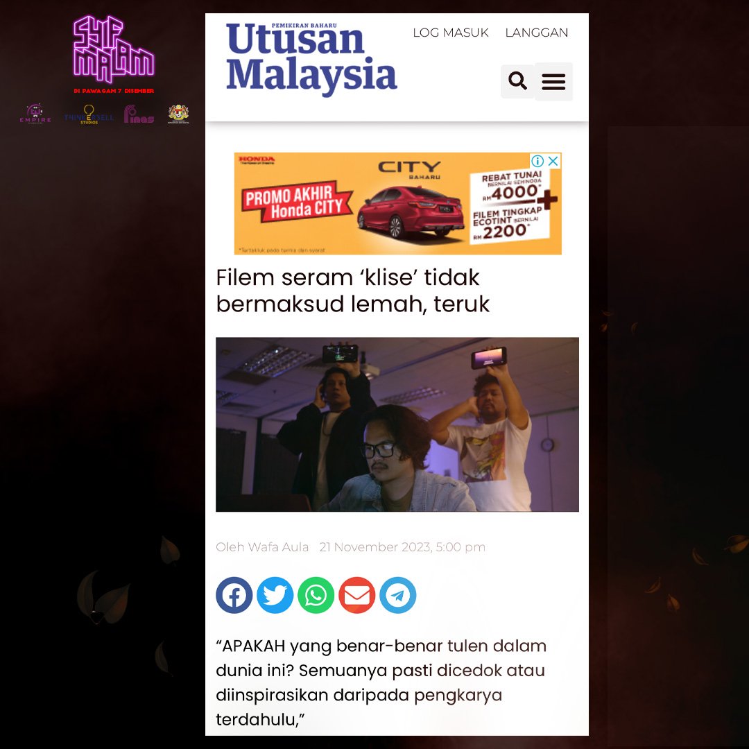 iNerd__'s tweet photo. Memang gempak la ek movie ni kalau dah sampai Utusan, BH &amp; Metro pun dah review movie Syif Malam ni

#filemsyifmalam #syifmalam https://t.co/XyxJNv5J8o