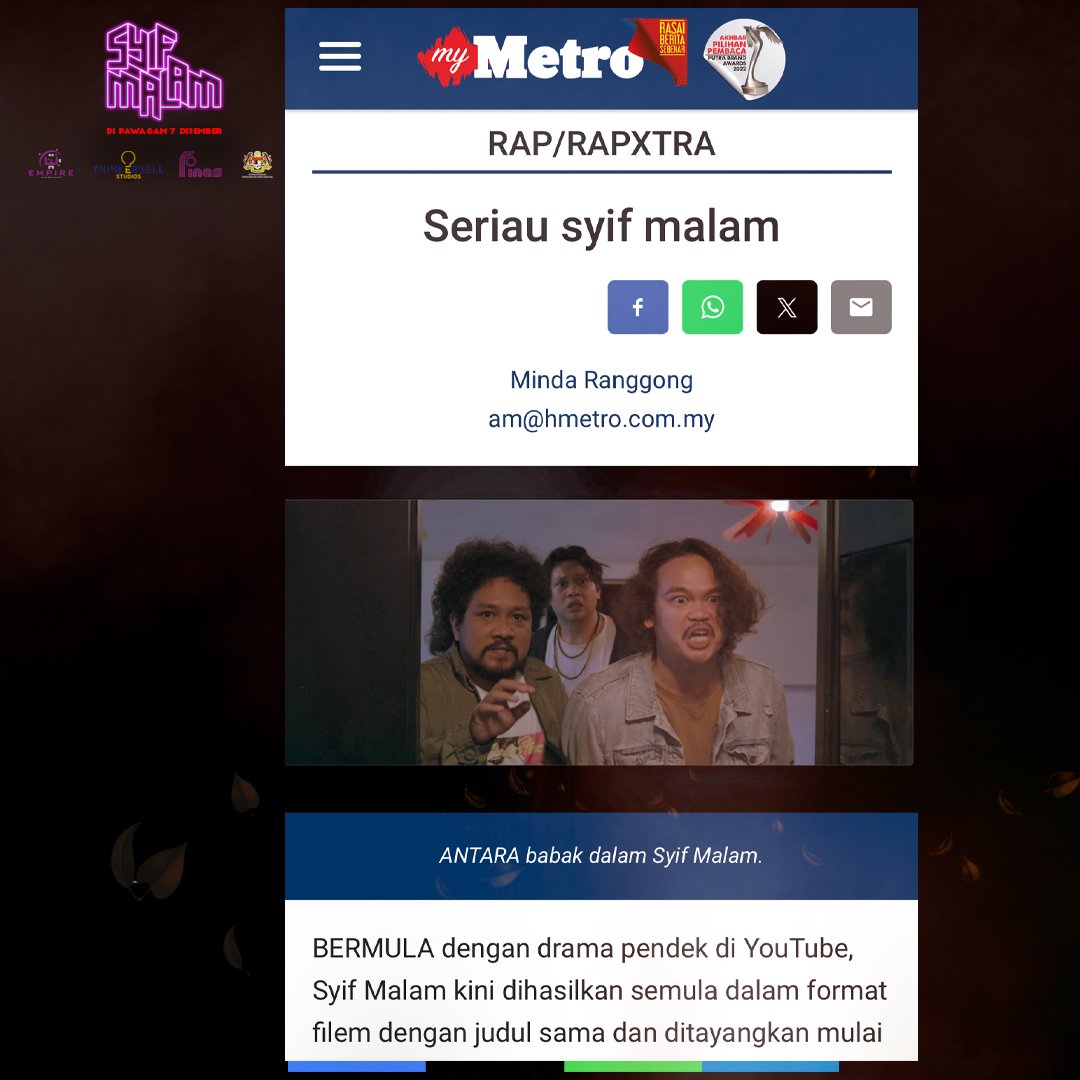 iNerd__'s tweet photo. Memang gempak la ek movie ni kalau dah sampai Utusan, BH &amp; Metro pun dah review movie Syif Malam ni

#filemsyifmalam #syifmalam https://t.co/XyxJNv5J8o