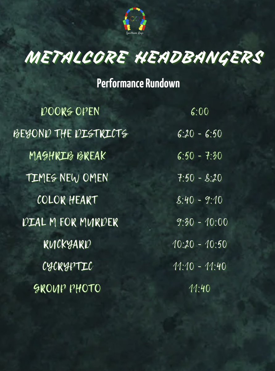 Metalheads! Spectrum Rays next show will be at Echo Chamber, Subang Jaya. It’s called Metalcore Headbangers 🤘🏻you may get your tickets now at RM35
@Megat_Yaesree @postagig @Jenn_Thompson @azsamad @kelipanstore @MalayaRoll @dissectingtheeu @writersdailymy @cycrypticmy