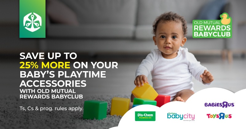 OldMutualSA's tweet photo. Ensure your home is secure for your little one with babyproofing accessories while keeping them happy with quality toys. Redeem your Old Mutual Rewards BabyClub points! Learn more <Link to voucher page>. T&amp;Cs apply. #RewardsBabyClub #OMRewards