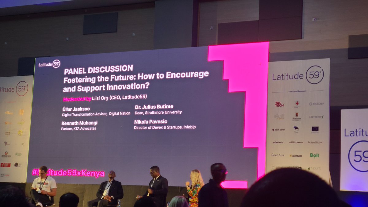 How to foster innovation panel discussion.

Üllar Jaakso - Digital Transformation Advisor, Digital Nation.
Kenneth Muhangi - partner, KTA Addvocates
Doctor Julius Butime - Dean, Strathmore University
Nikola Pavesic - Director of Devex  &amp; Startups, infobip 

#Latitude59