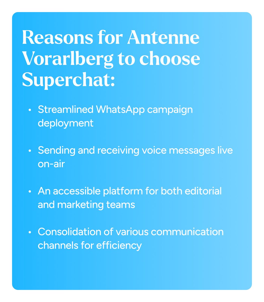 superchat_com's tweet photo. We love to see how creative you get when using #Superchat.

With over 4000 newsletter subscribers and an open rate of over 80%, the radio station from Austria is opening up completely new opportunities to interact with the community. 🚀 https://t.co/7cuj2ytcZ7