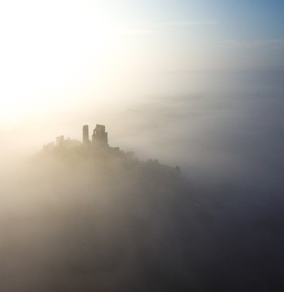 Ghostly beauty of 1000 year old ruins of Corfe Castle...minimalist landscape... #minimalism @nationaltrust @CorfeCastleUK @UKNikon @NikonEurope