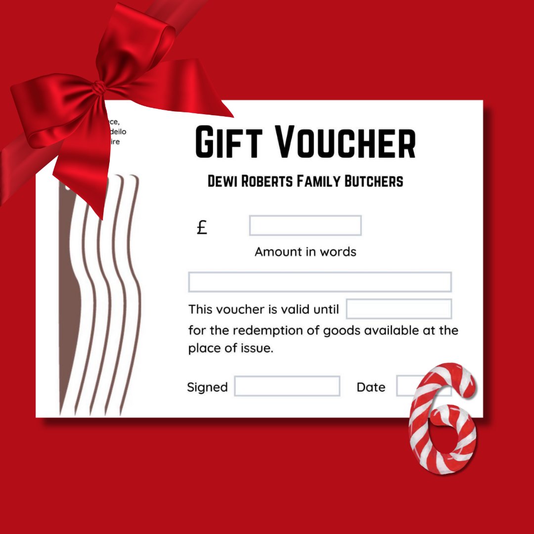 🗓 Day 6 of our very special advent calendar. 🥁 GIFT VOUCHERS 🎄 Call Dewi or Ben on 01558 822566 to order your Christmas Meat. #giftvoucher #butchershop #supportlocal #supportindependentbusiness