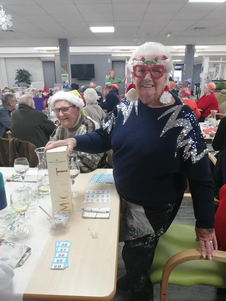 Christmas Breathe Easy meeting. Our members told us "if I don't go out again over Christmas this was my highlight". This was our winner of best Christmas outfit 🎄🤶☃️. Food hampers were donated and everyone went home with full tummies. Love running this group 🥰.