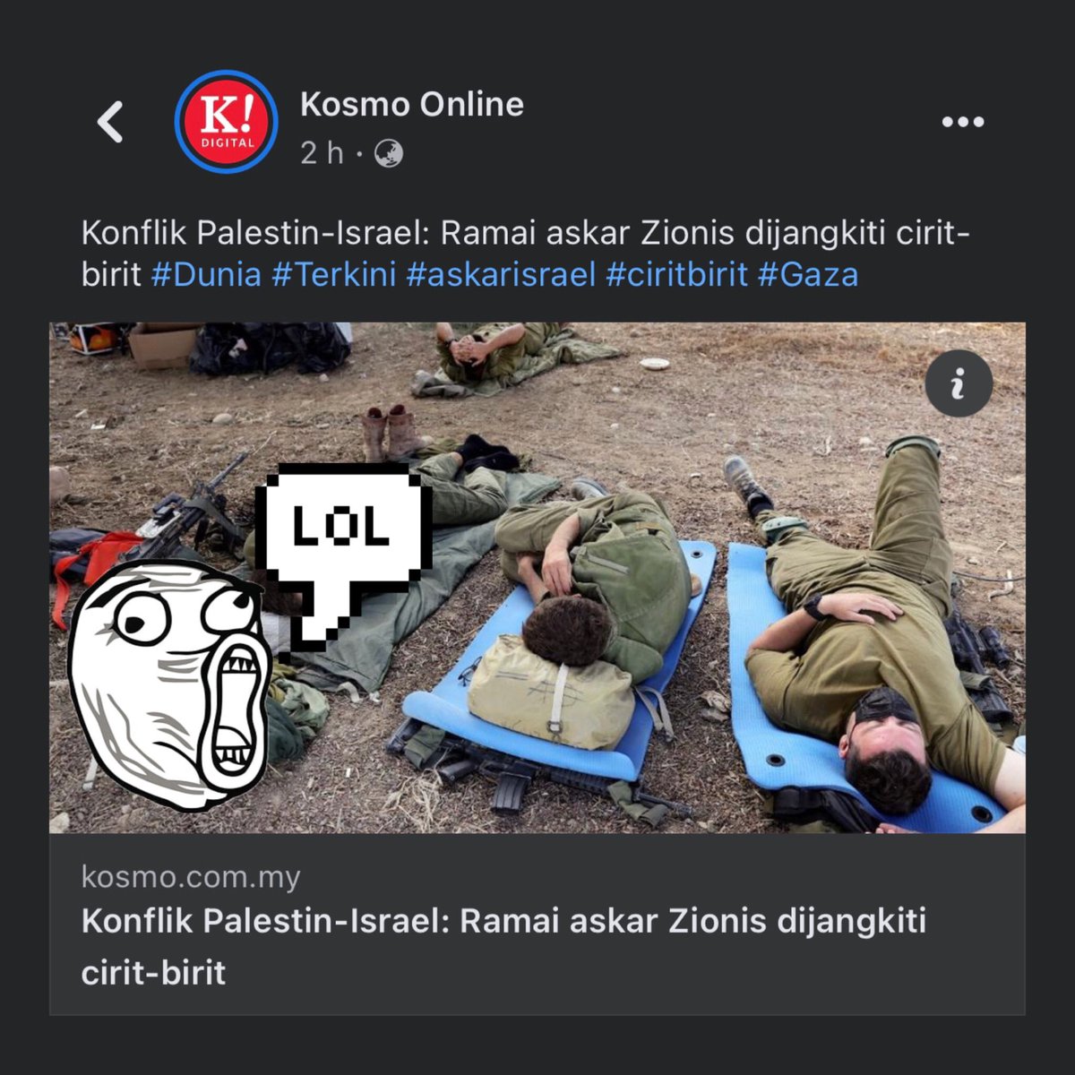 LVGIF's tweet photo. ‘Hasil diagnosis menemui jangkitan bakteria Shigella yang menyebabkan disentri, penyakit yang sangat berbahaya yang telah merebak dalam kalangan askar di Gaza.’

Excuse me?
Did you say Shigella?
Shigella tu kuman taik tau. 
RIMMING is one of the ways for the bacteria to spread. https://t.co/X5zpL0Y7eR