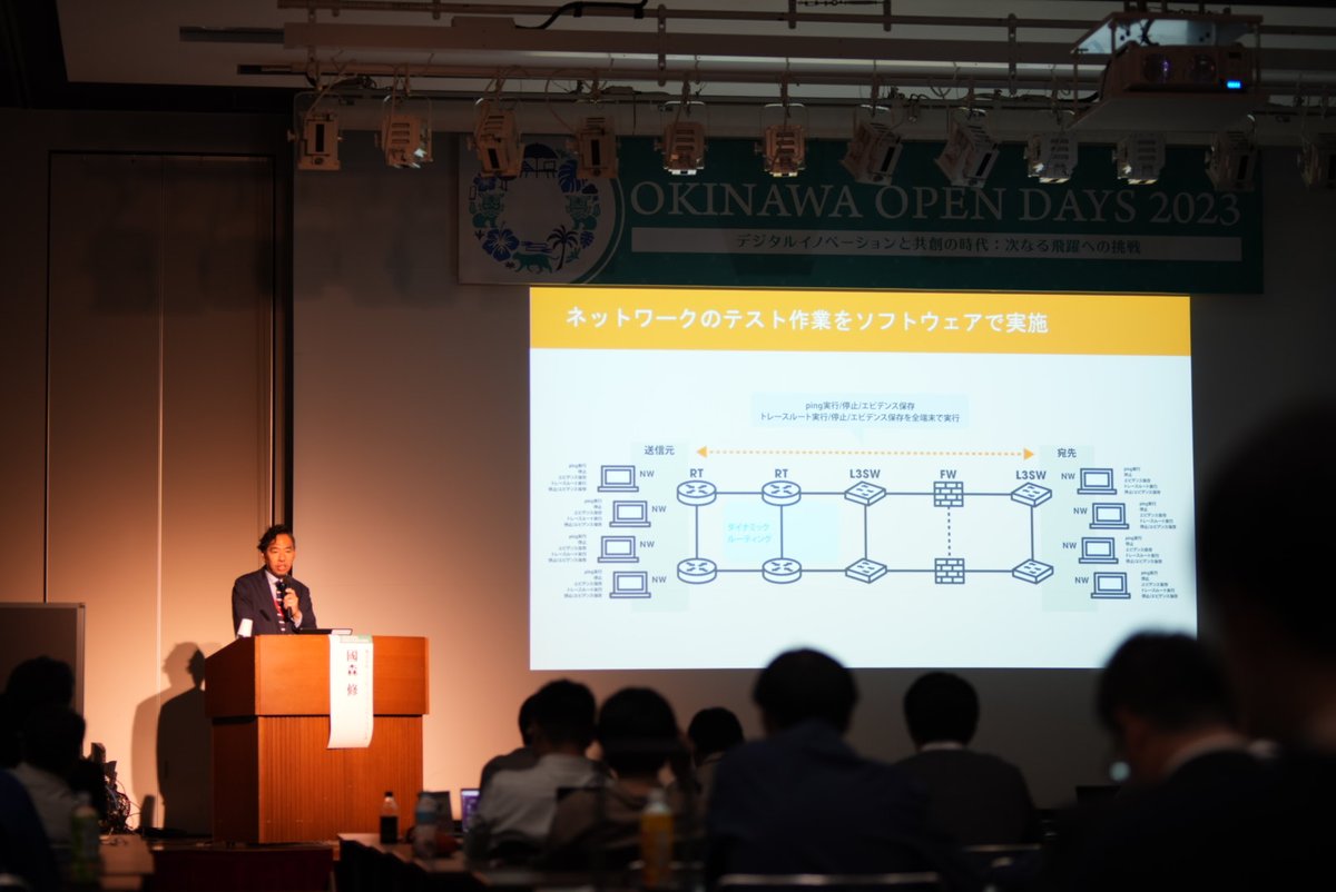 apc_tweet's tweet photo. Okinawa Open Days 2023 DAY2
「Firewall・ネットワークテストプロセスにおけるデジタルイノベーション」というタイトルでお話をさせていただきました
#OkinawaOpenDays2023 #OOD2023 https://t.co/si7DquPg9W