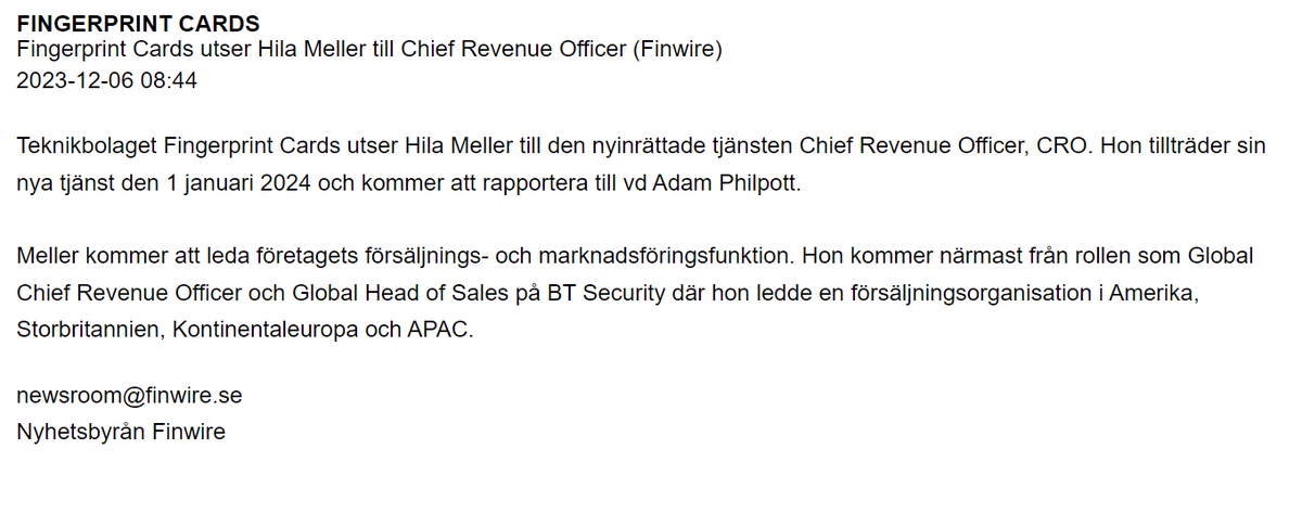 CrowHater1's tweet photo. @ARPhilpott goes international.
Fingerprint anställer en person som kan göra skillnad. Bra av Adam att nu knyta till sig personer som på ett helt annat sätt kan nå ut internationellt och stärka hans team så att man kan vända bolaget.
Grymt.... https://t.co/5fIrxmbO4n