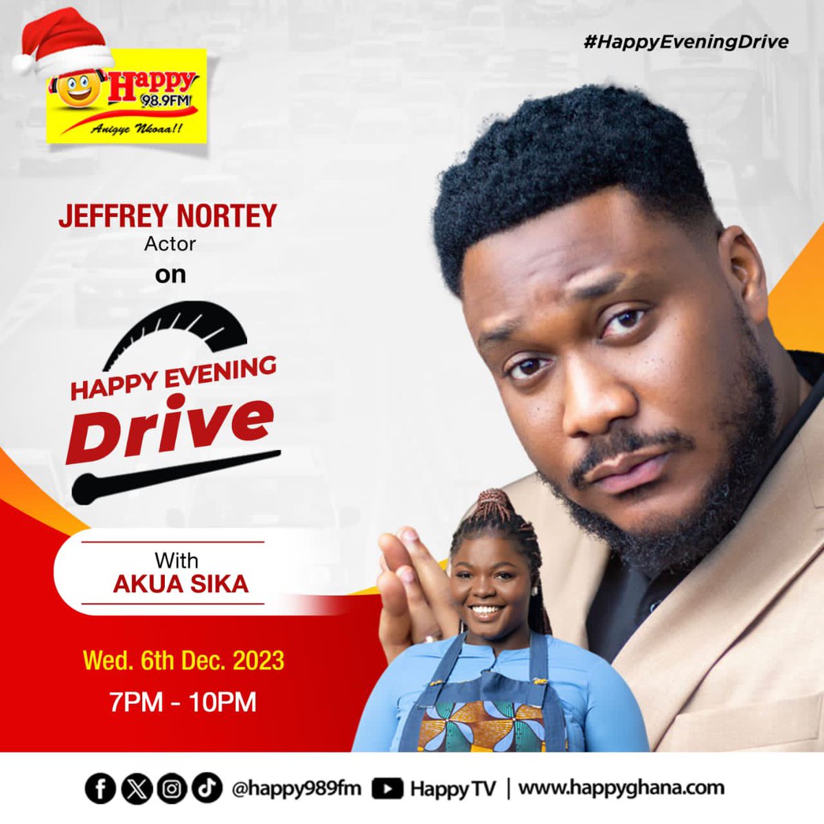 Get ready to dive into the world of Acting with <a href="/nortey_jeffrey/">Jeffrey Nortey</a>

He will be joining us ((live)) on the #HappyEveningDrive tonight, and it's going to be an insightful conversation!

Make sure you're tuned into #Happyfm 

#HappyGhana