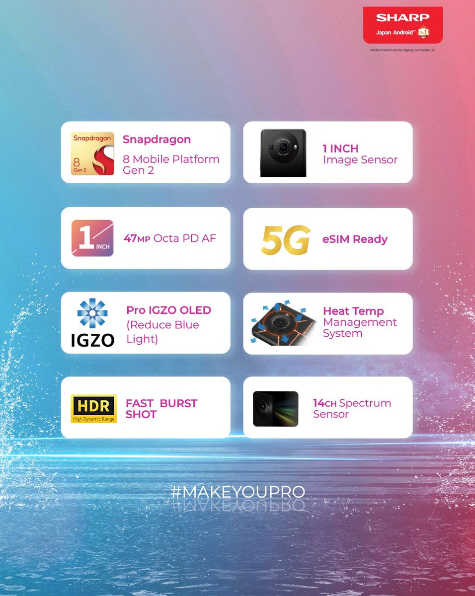 sharpindonesia's tweet photo. Fitur-fitur teknologi Jepang yang kualitasnya tidak diragukan lagi, siap mendukung performa AQUOS R8s Series untuk memiliki kualitas kinerja yang luar biasa.  

Menurutmu, fitur apa yang paling menarik?  

#R8sSeries
#MakeYouPro
#PintarPakaiSharp https://t.co/EsrLLq9Uq2