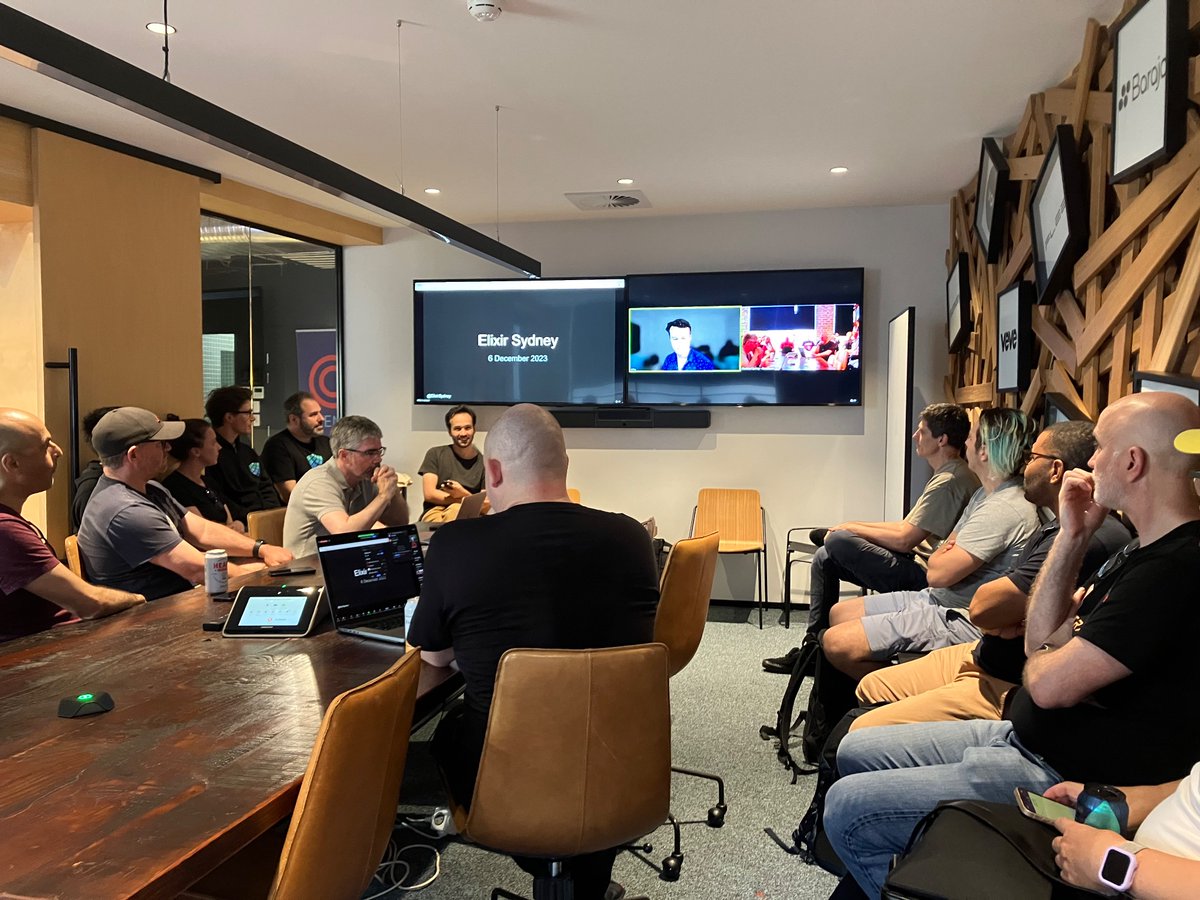 wiserfirst's tweet photo. Last Elixir Sydney this year and a truly special one with @josevalim himself https://t.co/ObA1L1gNBB