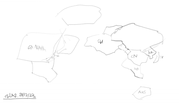 World map done on stream based on recollection no reference, please don't judge, Im only an artist. 🫣
#MyImagineworldmap 